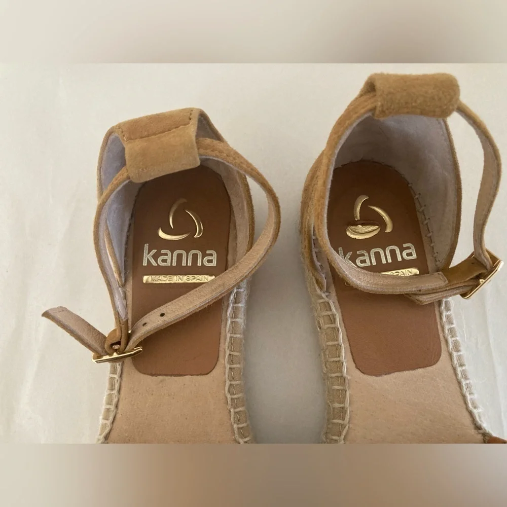 KANNA leather espadrilles sandals size 38 perforated design
